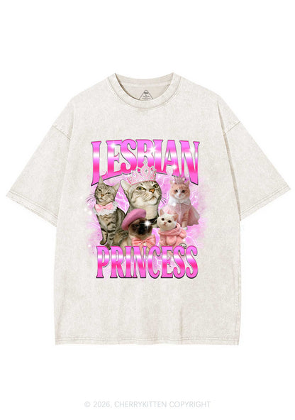 Lesbian Princess Cats Y2K Shirts Washed Tee Cherrykitten