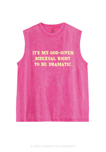 God Given Bisexual Right Pride Y2K Washed Muscle Tank Cherrykitten