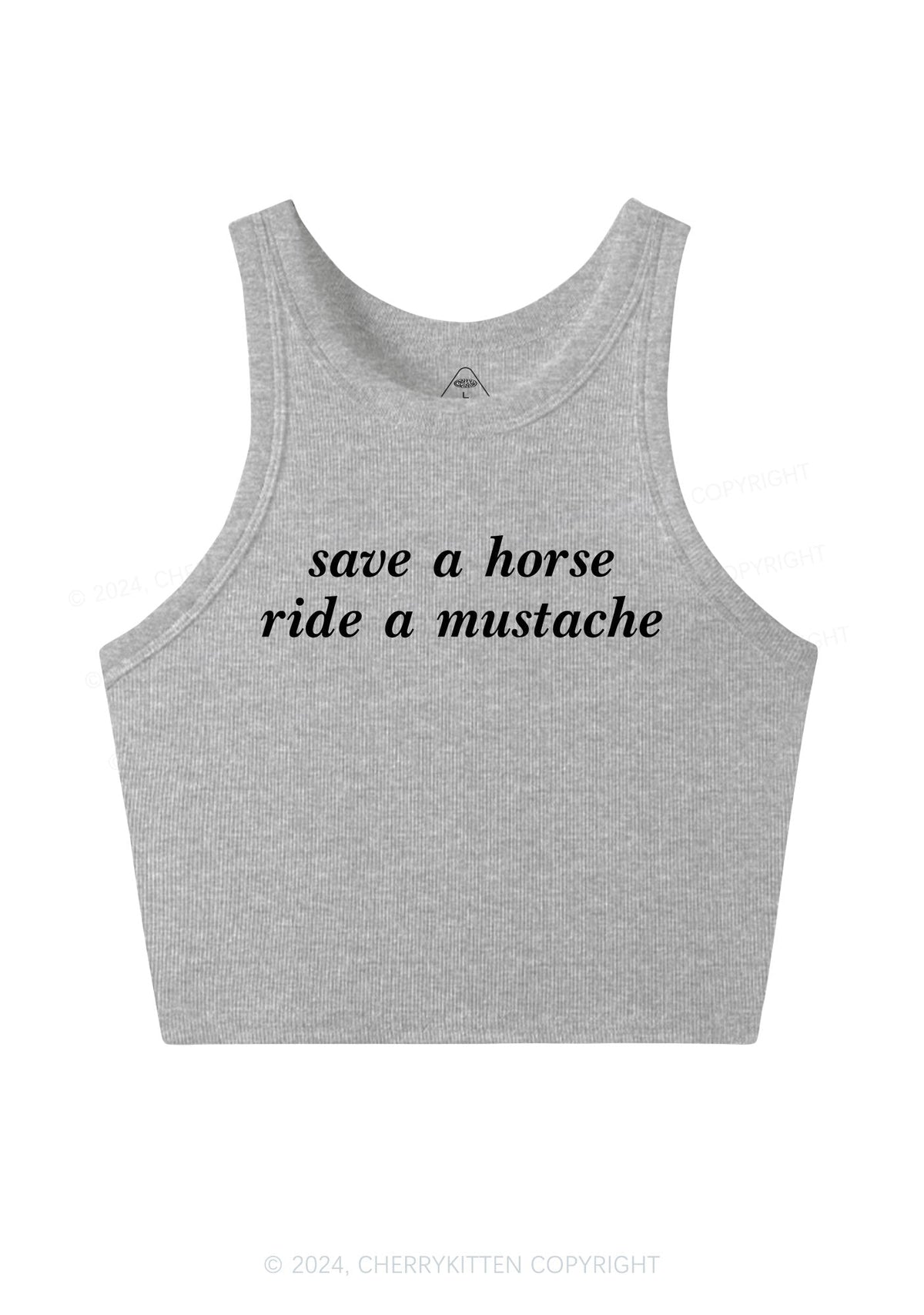 Ride A Mustache Y2K Crop Tank Top Cherrykitten