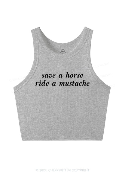 Ride A Mustache Y2K Crop Tank Top Cherrykitten