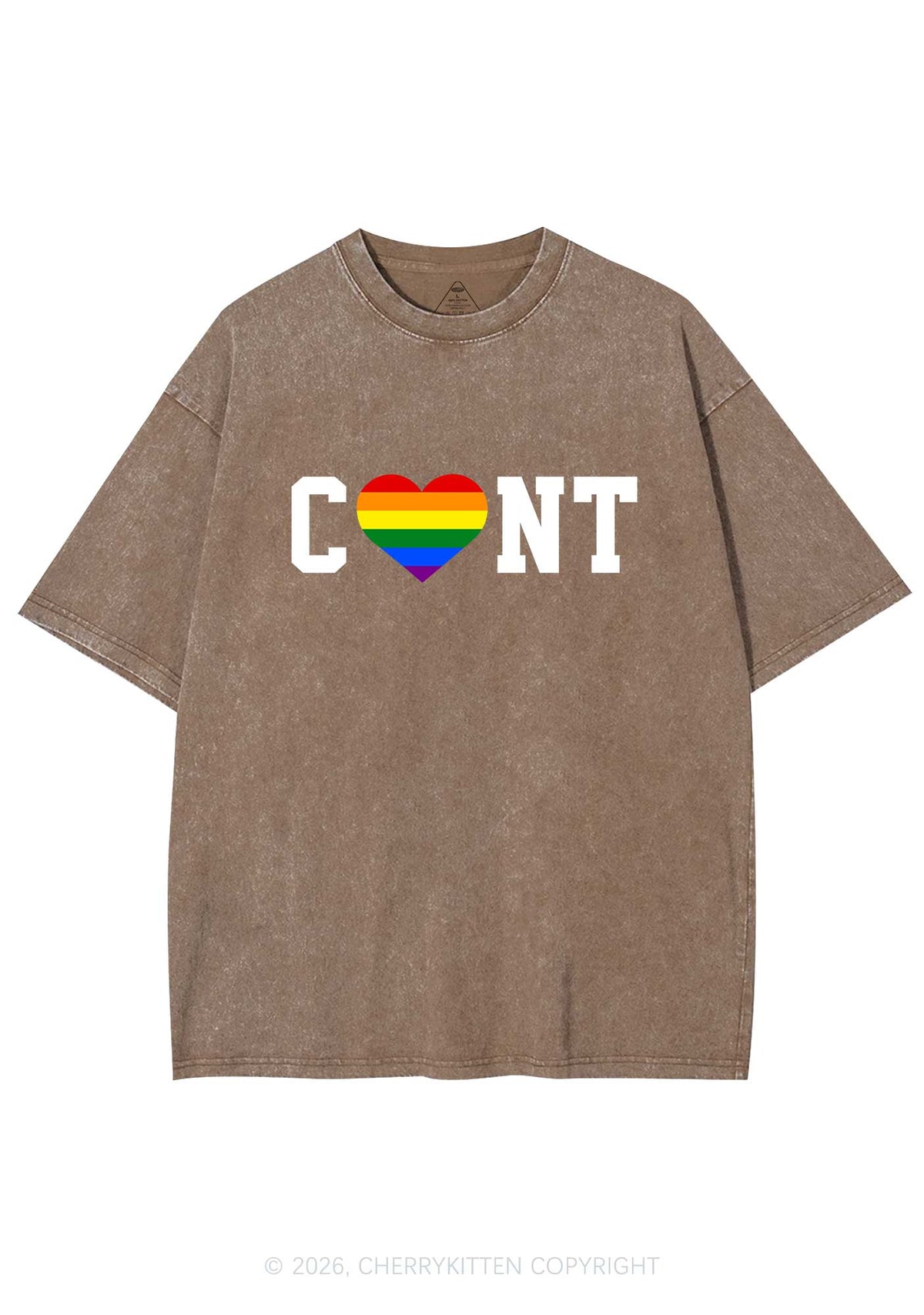Rainbow Heart Cxxt Pride Y2K Shirts Washed Tee Cherrykitten