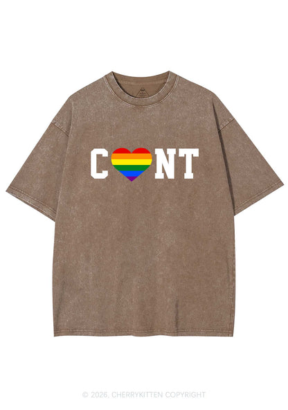 Rainbow Heart Cxxt Pride Y2K Shirts Washed Tee Cherrykitten