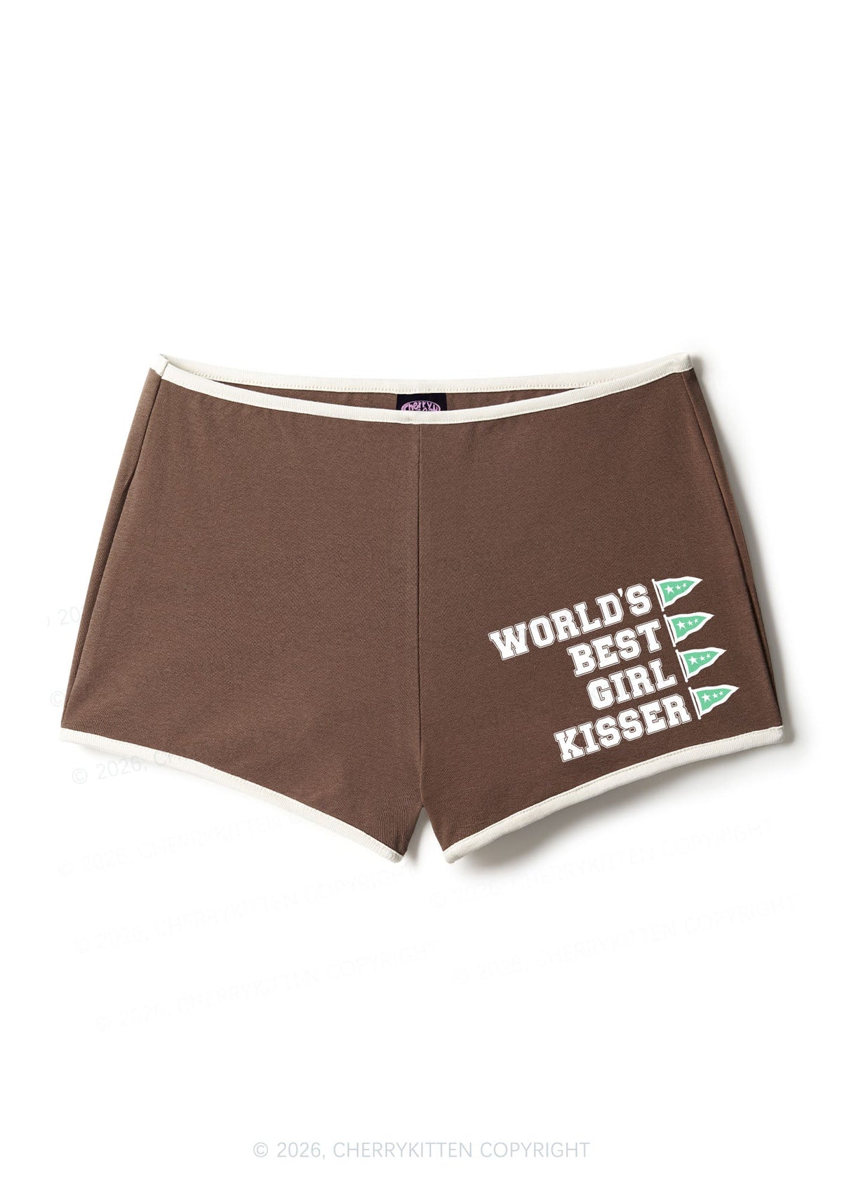 Worlds Best Girl Kisser Pride Y2K Booty Shorts Cherrykitten