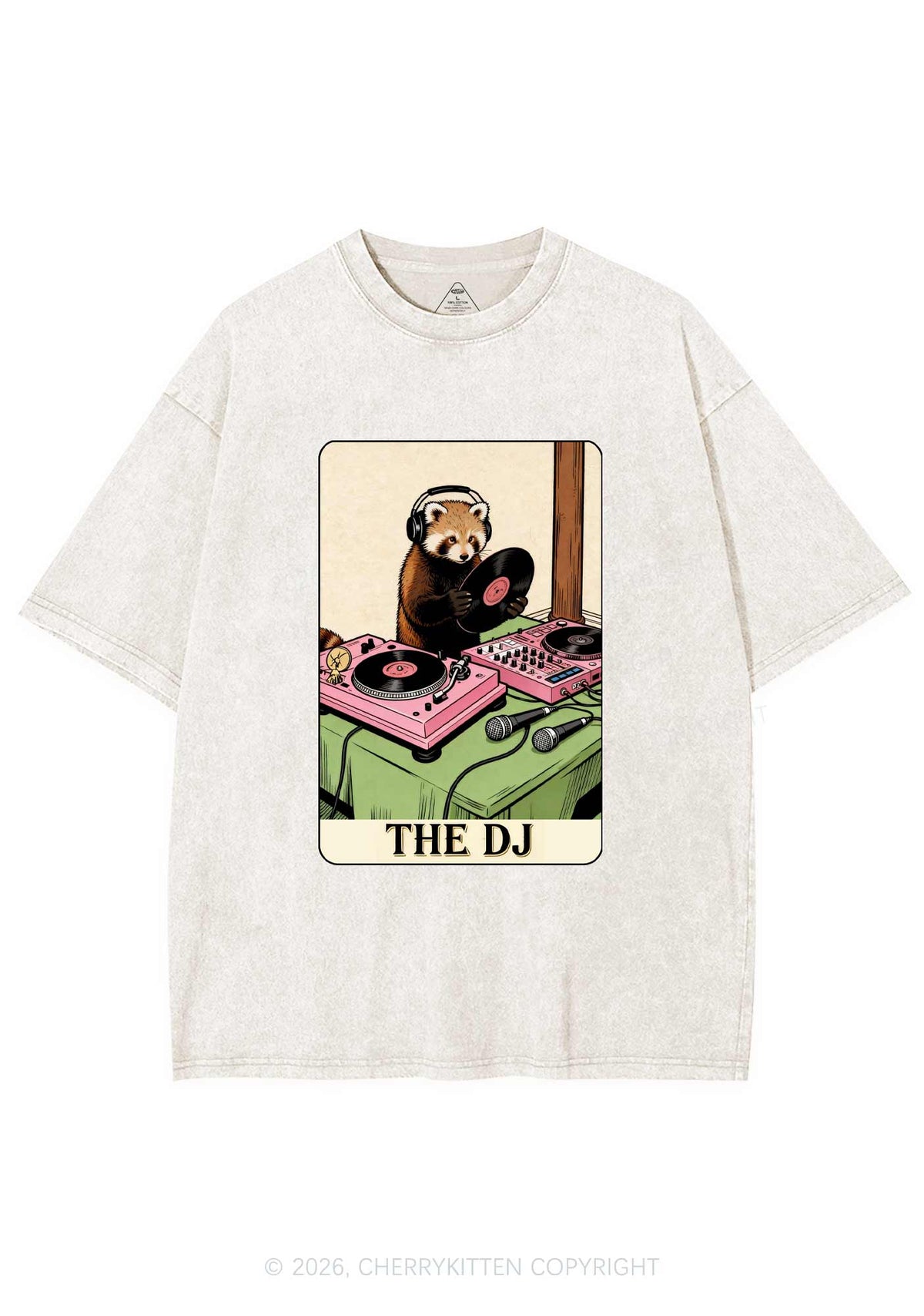 The DJ Raccoon Y2K Shirts Washed Tee Cherrykitten