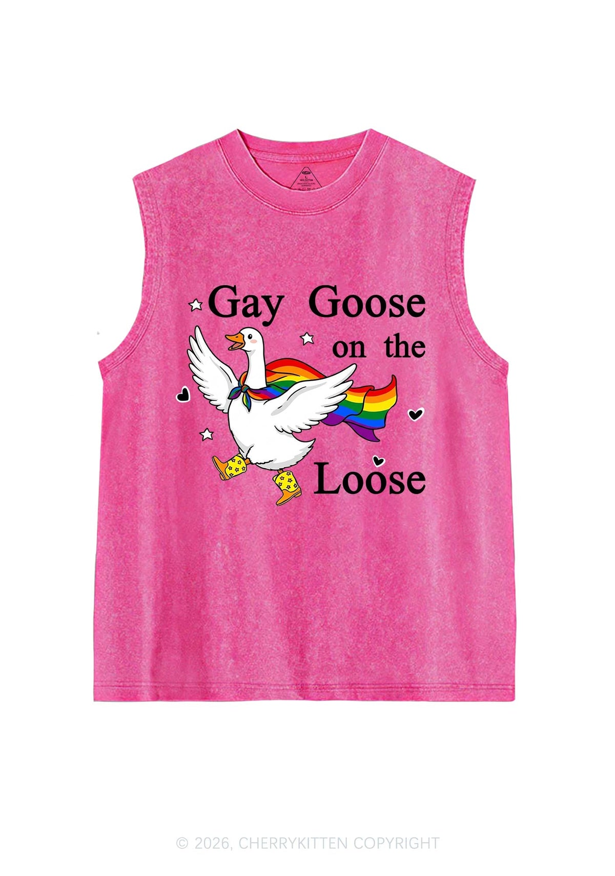 Gay Goose On The Loose Pride Y2K Washed Muscle Tank Cherrykitten