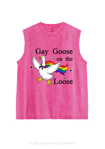 Gay Goose On The Loose Pride Y2K Washed Muscle Tank Cherrykitten
