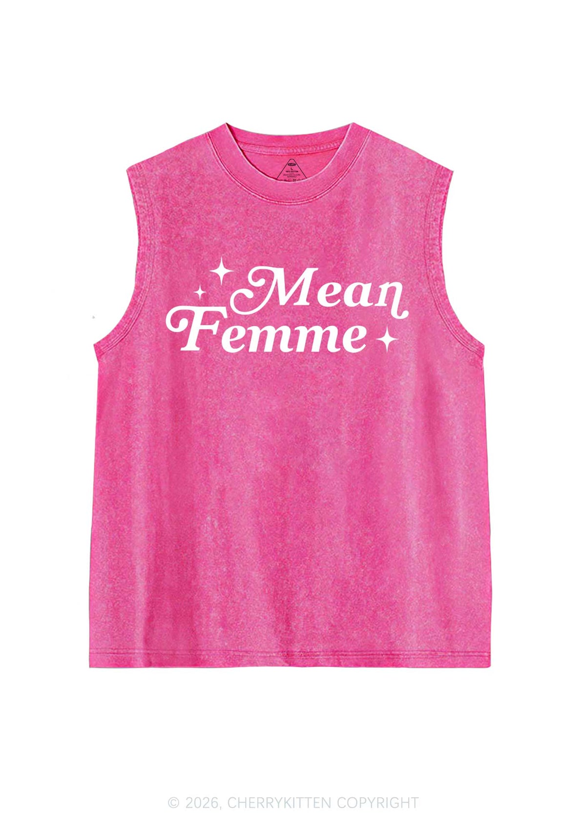 Mean Femme Pride Y2K Washed Muscle Tank Cherrykitten