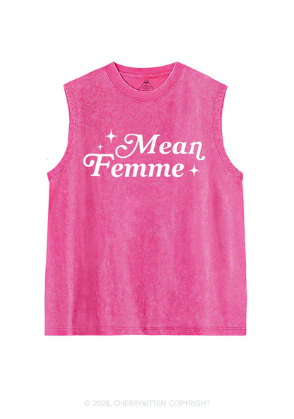 Mean Femme Pride Y2K Washed Muscle Tank Cherrykitten