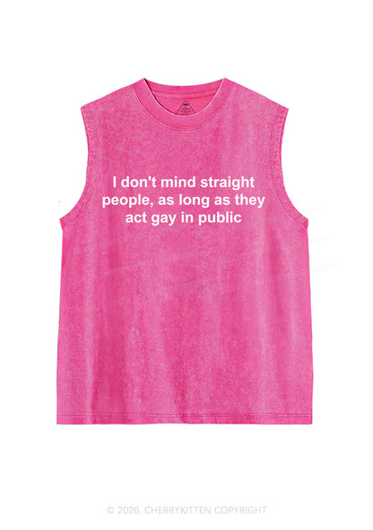 Act Gay In Public Pride Y2K Washed Muscle Tank Cherrykitten