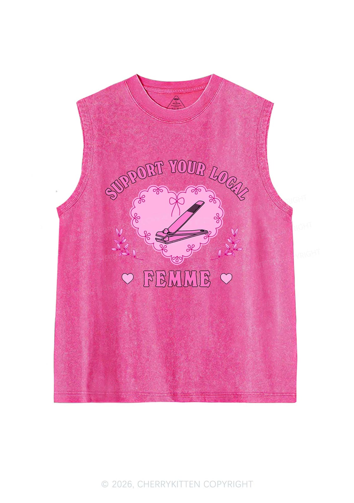Support Your Local Femme Pride Y2K Washed Muscle Tank Cherrykitten