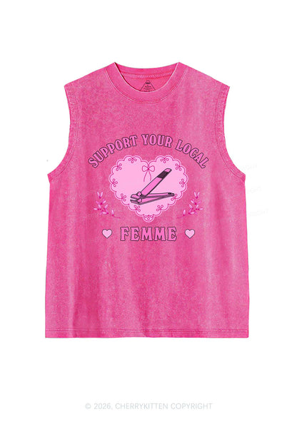 Support Your Local Femme Pride Y2K Washed Muscle Tank Cherrykitten