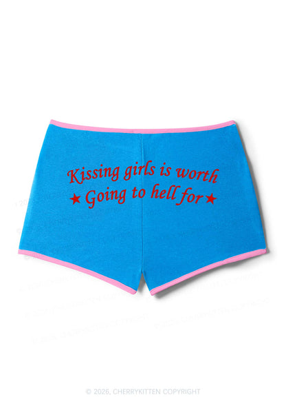 Kissing Girls is Worth Pride Y2K Booty Shorts Cherrykitten