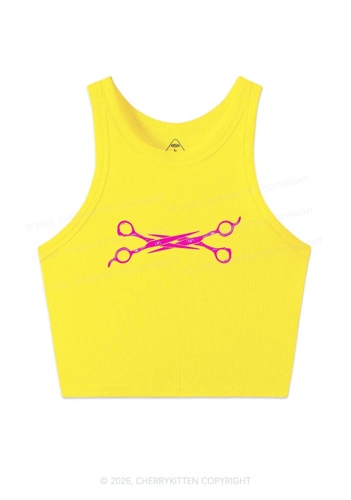 Pink Scissor Y2K Crop Tank Top Cherrykitten
