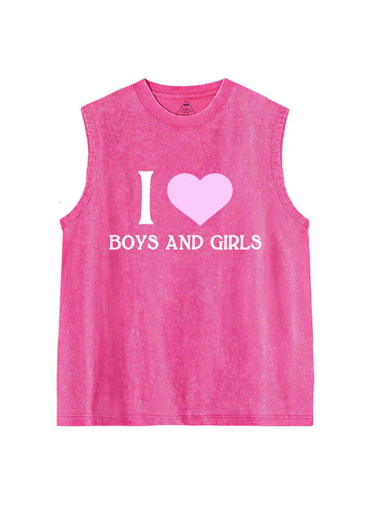 I Love Boys and Girls Pride Y2K Washed Muscle Tank Cherrykitten