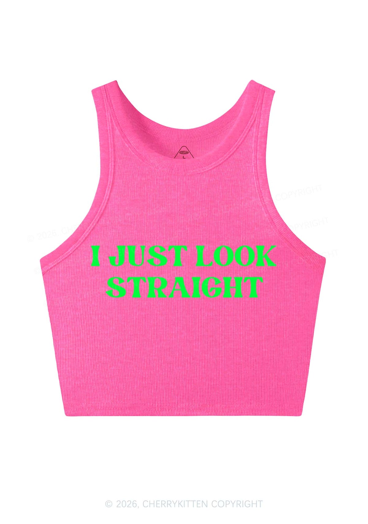 I Just Look Straight Y2K Crop Tank Top Cherrykitten