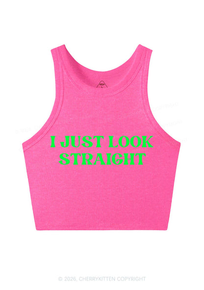 I Just Look Straight Y2K Crop Tank Top Cherrykitten