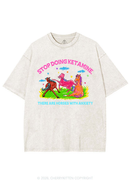 Horses With Anxiety Y2K Shirts Washed Tee Cherrykitten