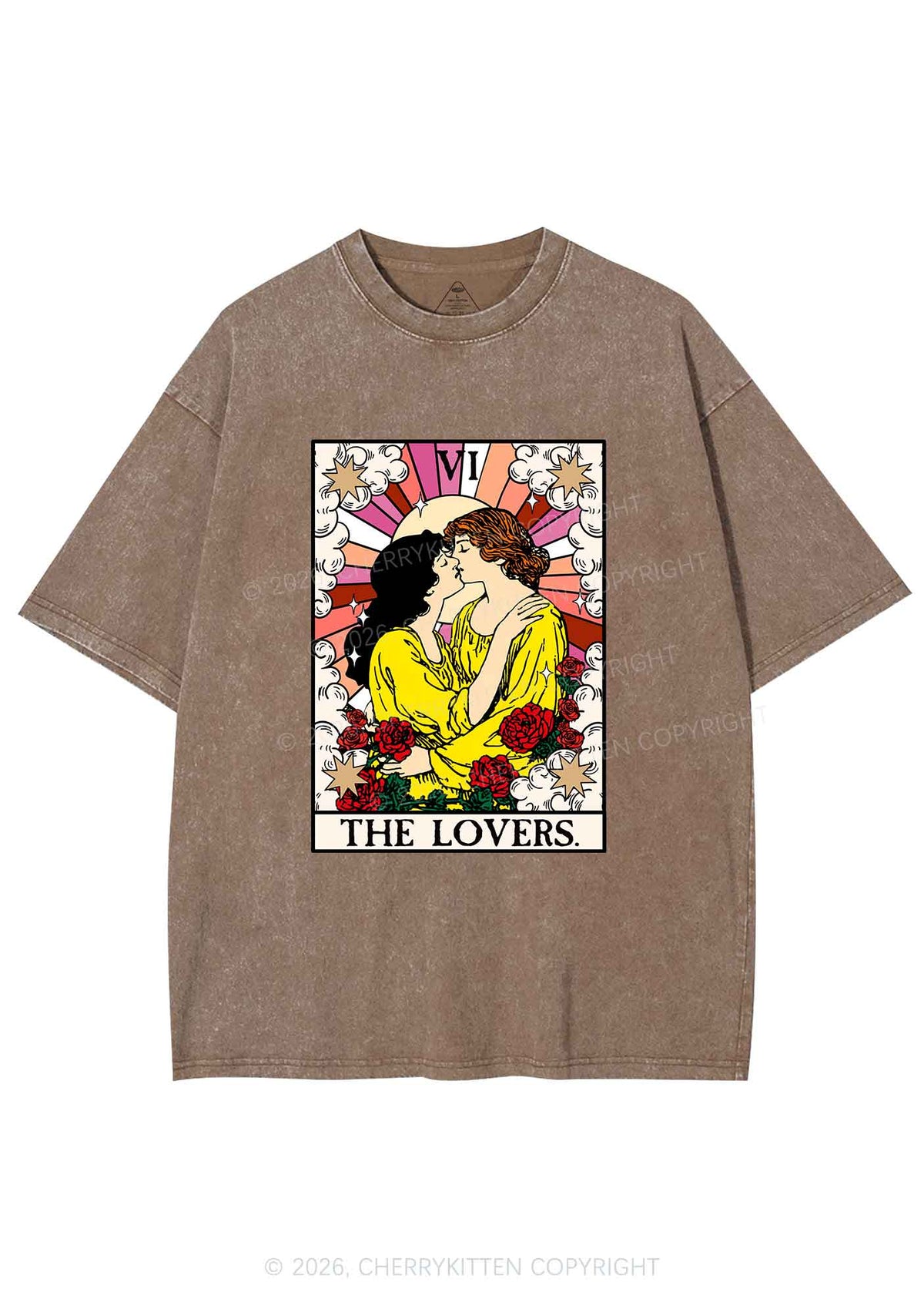 Kissing Lesbians Pride Y2K Shirts Washed Tee Cherrykitten