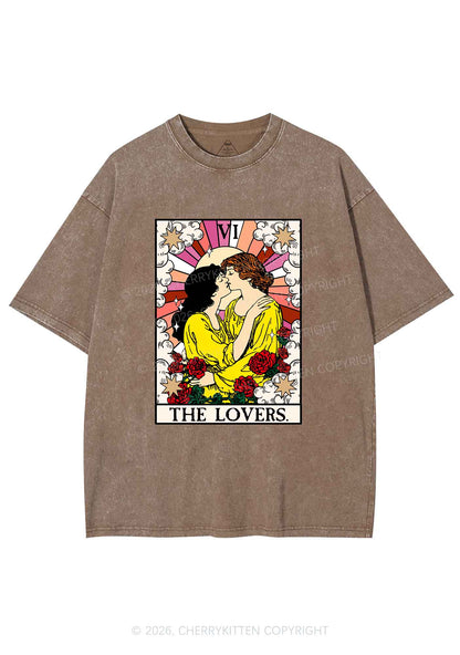 Kissing Lesbians Pride Y2K Shirts Washed Tee Cherrykitten