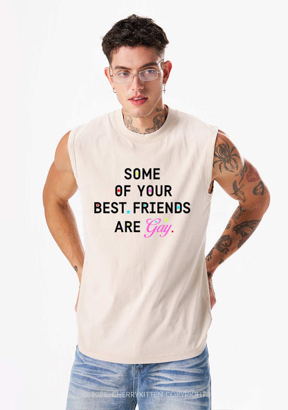 Your Best Friends Are Gay Pride Y2K Washed Muscle Tank Cherrykitten