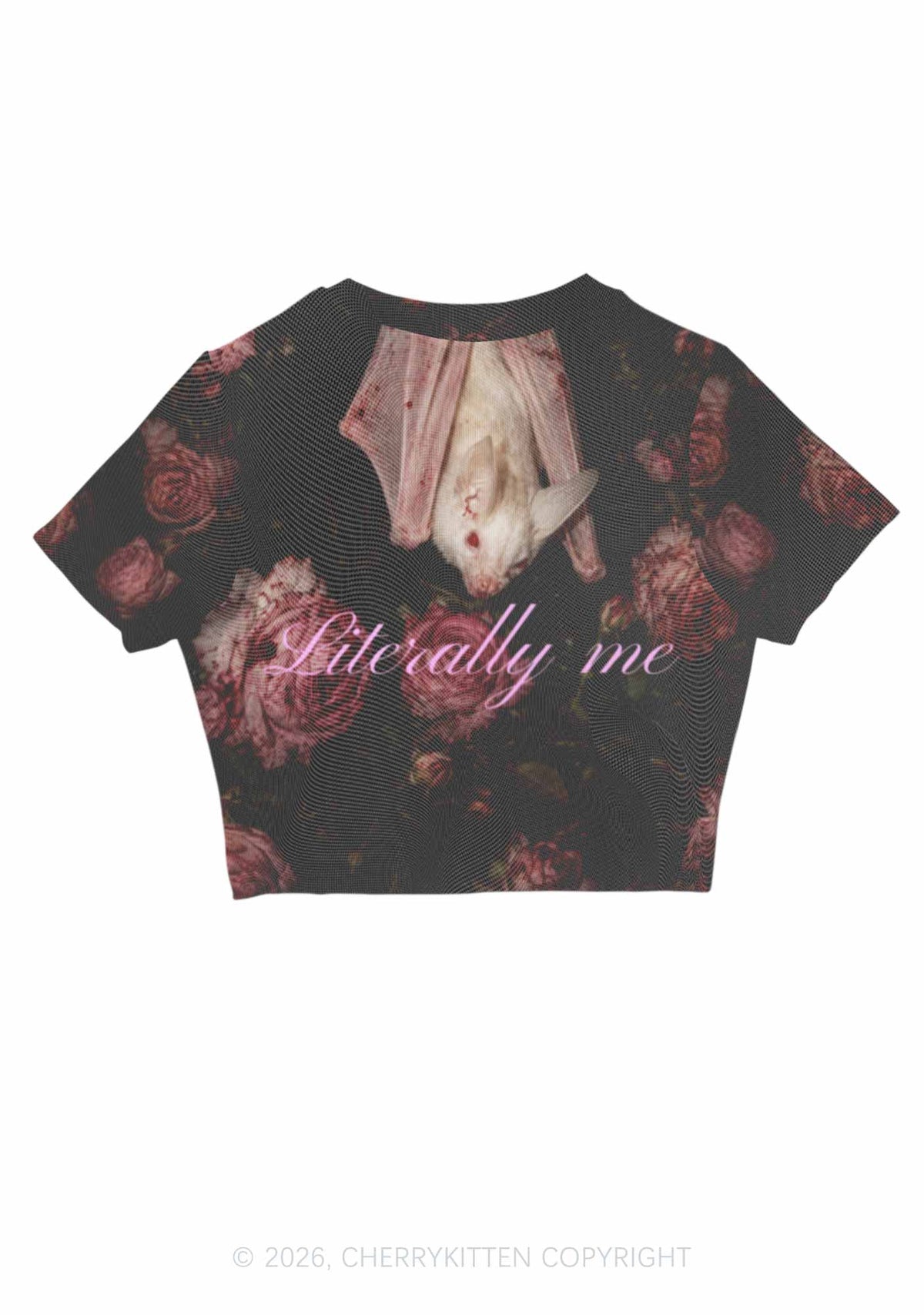 Halloween Literally Me White Bat Y2K Mesh Crop Top Cherrykitten