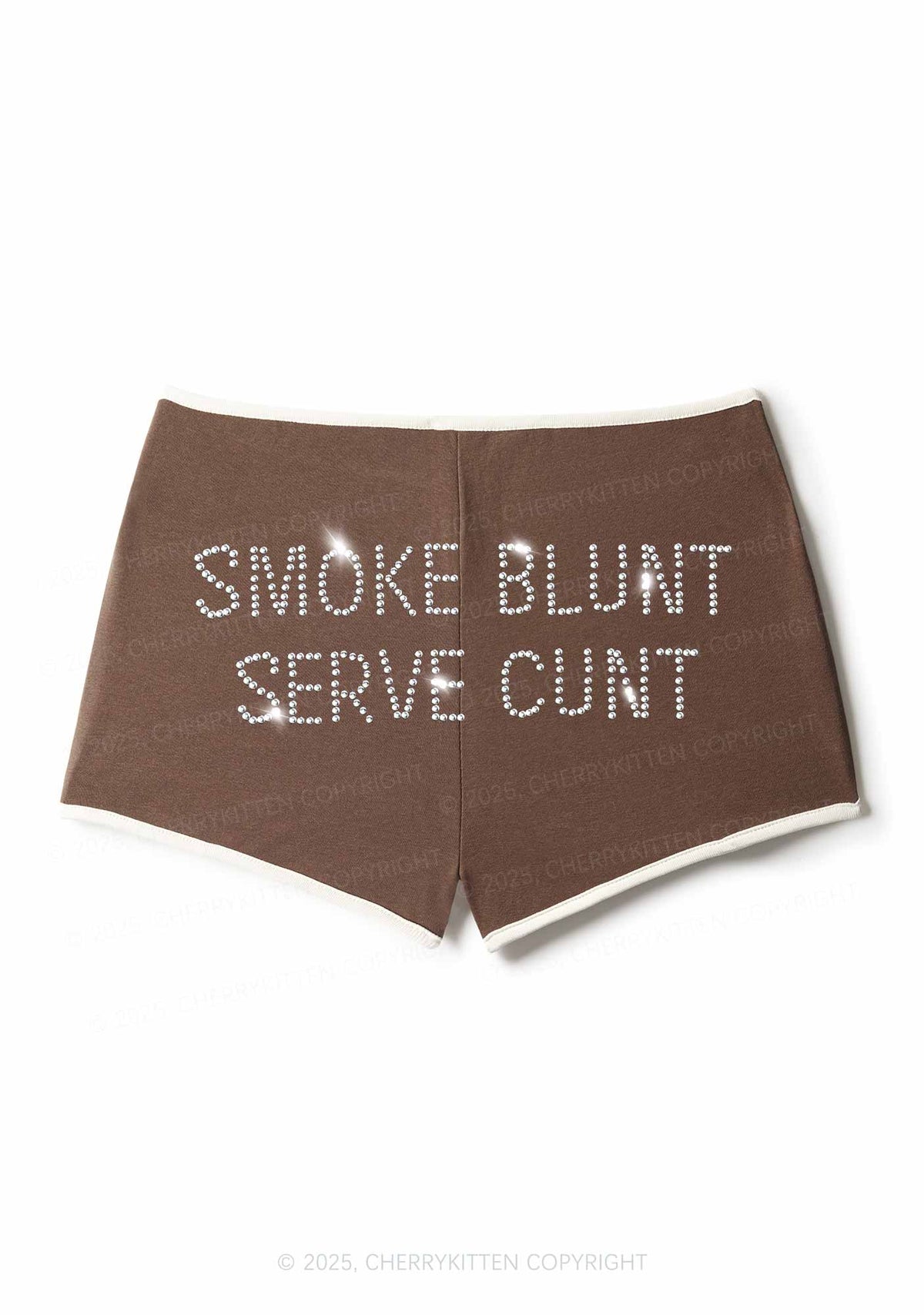Rhinestone Smoke Blunt Y2K Booty Shorts Cherrykitten