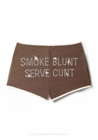 Rhinestone Smoke Blunt Y2K Booty Shorts Cherrykitten