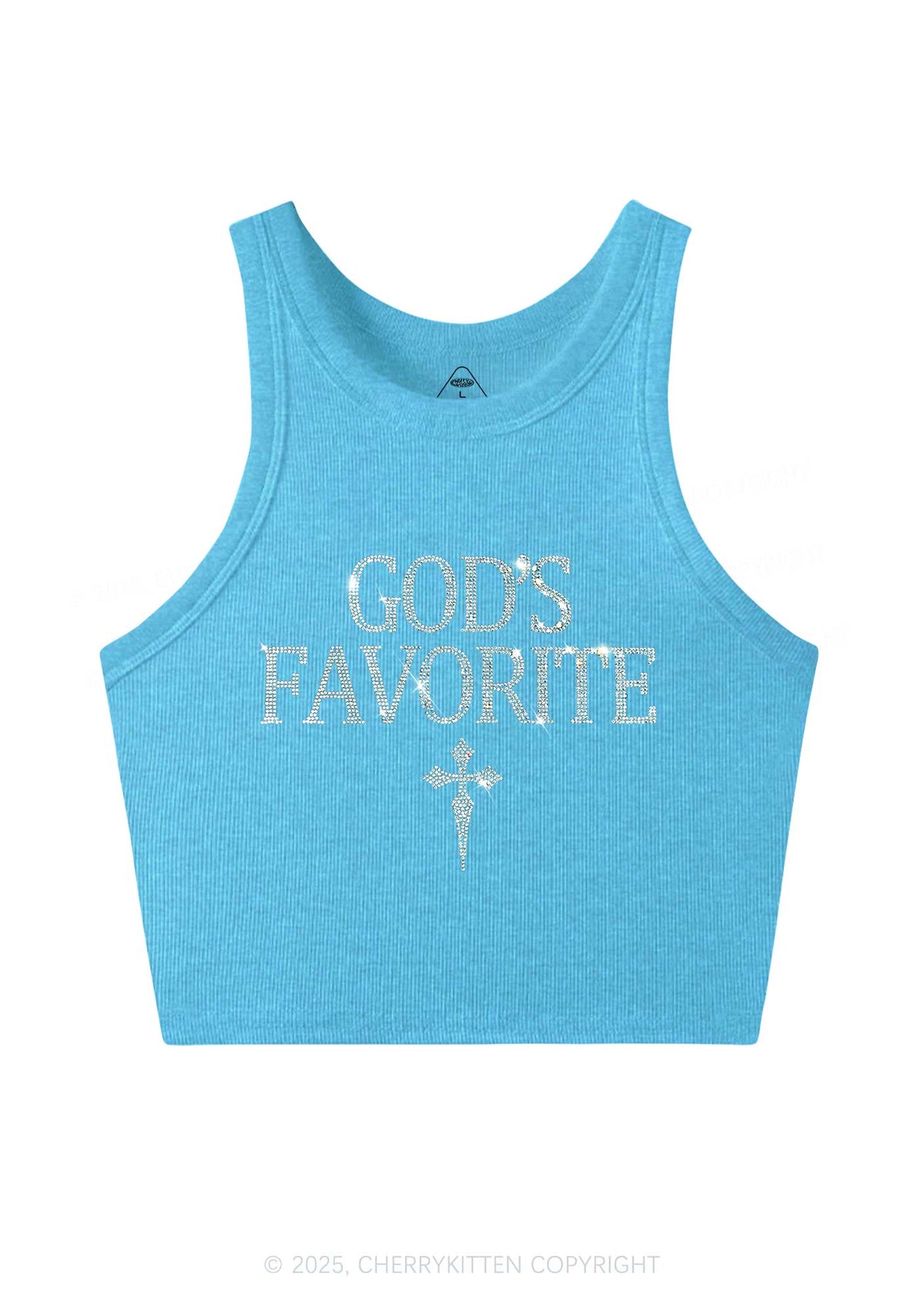 Rhinestone Gods Favorite Y2K Crop Tank Top Cherrykitten