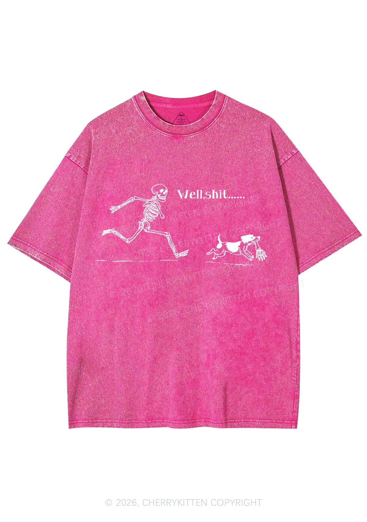 Halloween Well Shxt Skeleton Dog Y2K Shirts Washed Tee Cherrykitten