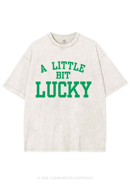 A Little Bit Lucky St Patricks Y2K Shirts Washed Tee Cherrykitten