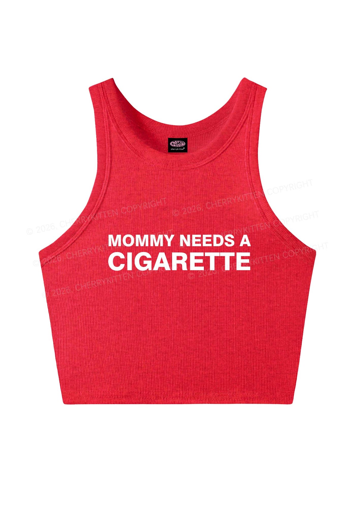Mommy Needs A Cigarette Y2K Crop Tank Top Cherrykitten