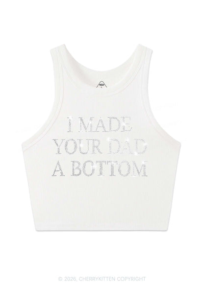 Rhinestone Made Your Dad A Bottom Pride Y2K Crop Tank Top Cherrykitten