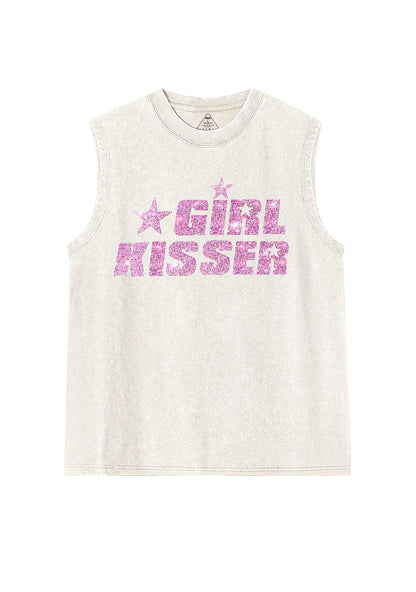 Rhinestone Girl Kisser Pride Y2K Washed Muscle Tank Cherrykitten