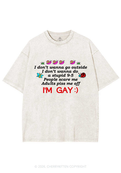 People Scare Me Im Gay Pride Y2K Shirts Washed Tee Cherrykitten