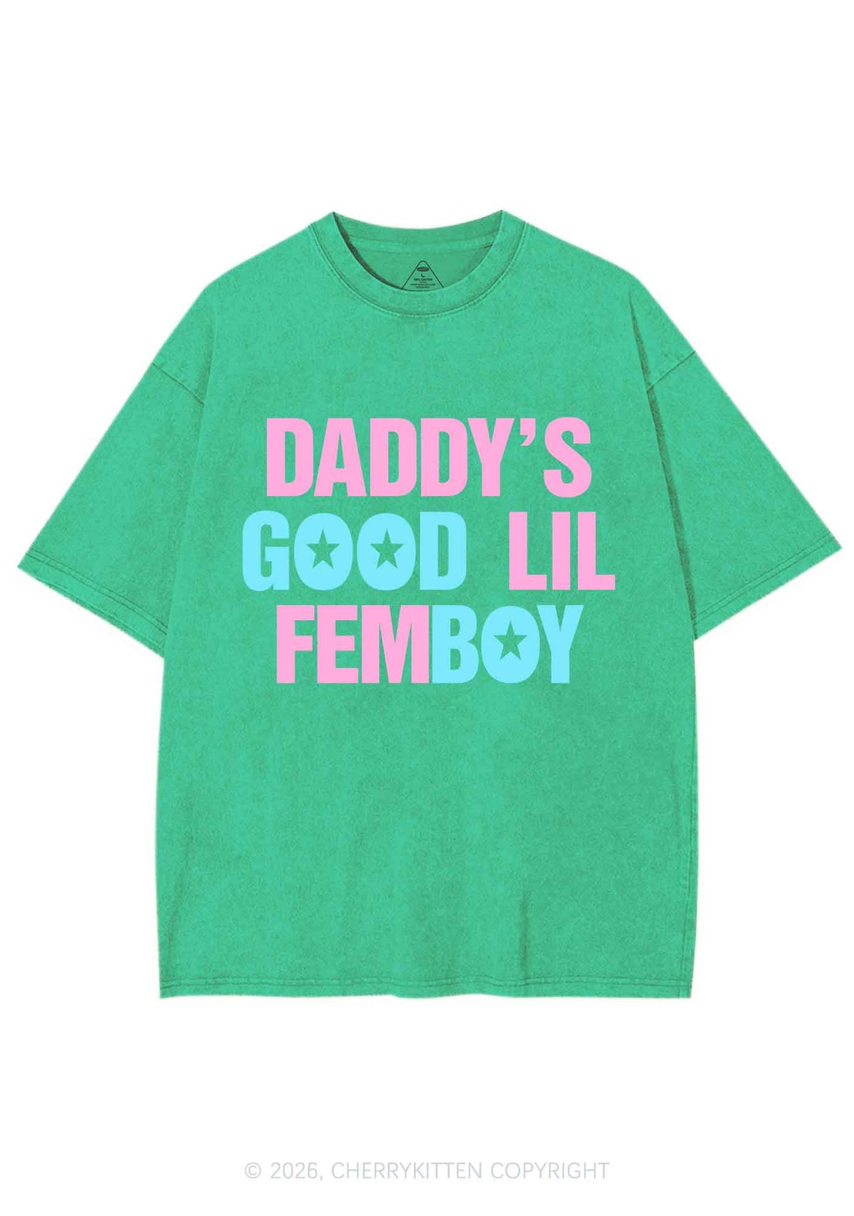 Daddys Good Lil Femboy Pride Y2K Shirts Washed Tee Cherrykitten