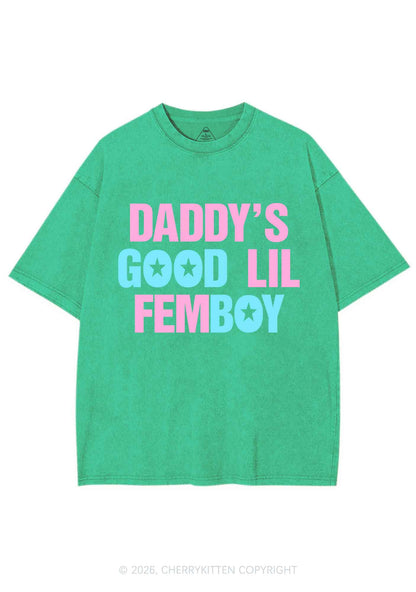 Daddys Good Lil Femboy Pride Y2K Shirts Washed Tee Cherrykitten