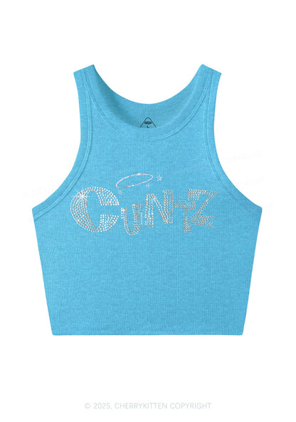 Rhinestone Cxntz Y2K Crop Tank Top Cherrykitten