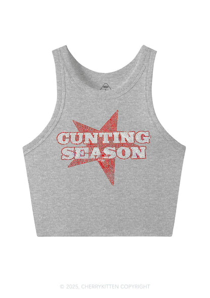 Rhinestone Cunting Season Y2K Crop Tank Top Cherrykitten