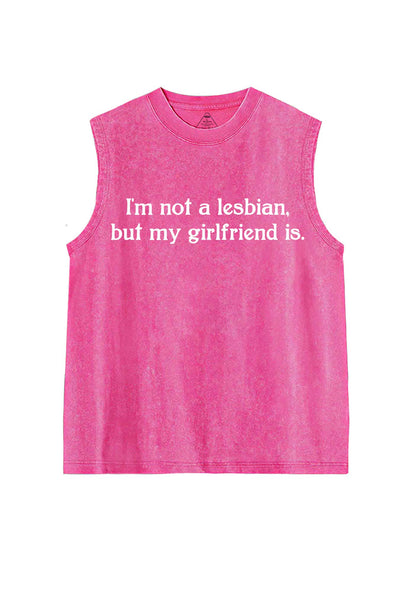 My Girlfriend Is Lesbian Pride Y2K Washed Muscle Tank Cherrykitten