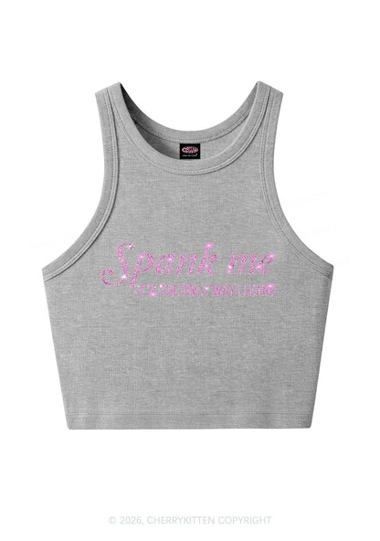 Rhinestone Spank Me Y2K Crop Tank Top Cherrykitten