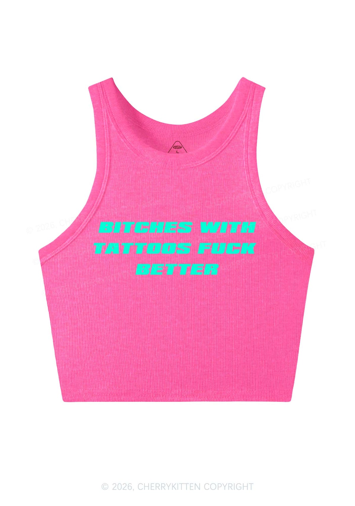 Bxxches With Tattoos Fxxk Better Y2K Crop Tank Top Cherrykitten