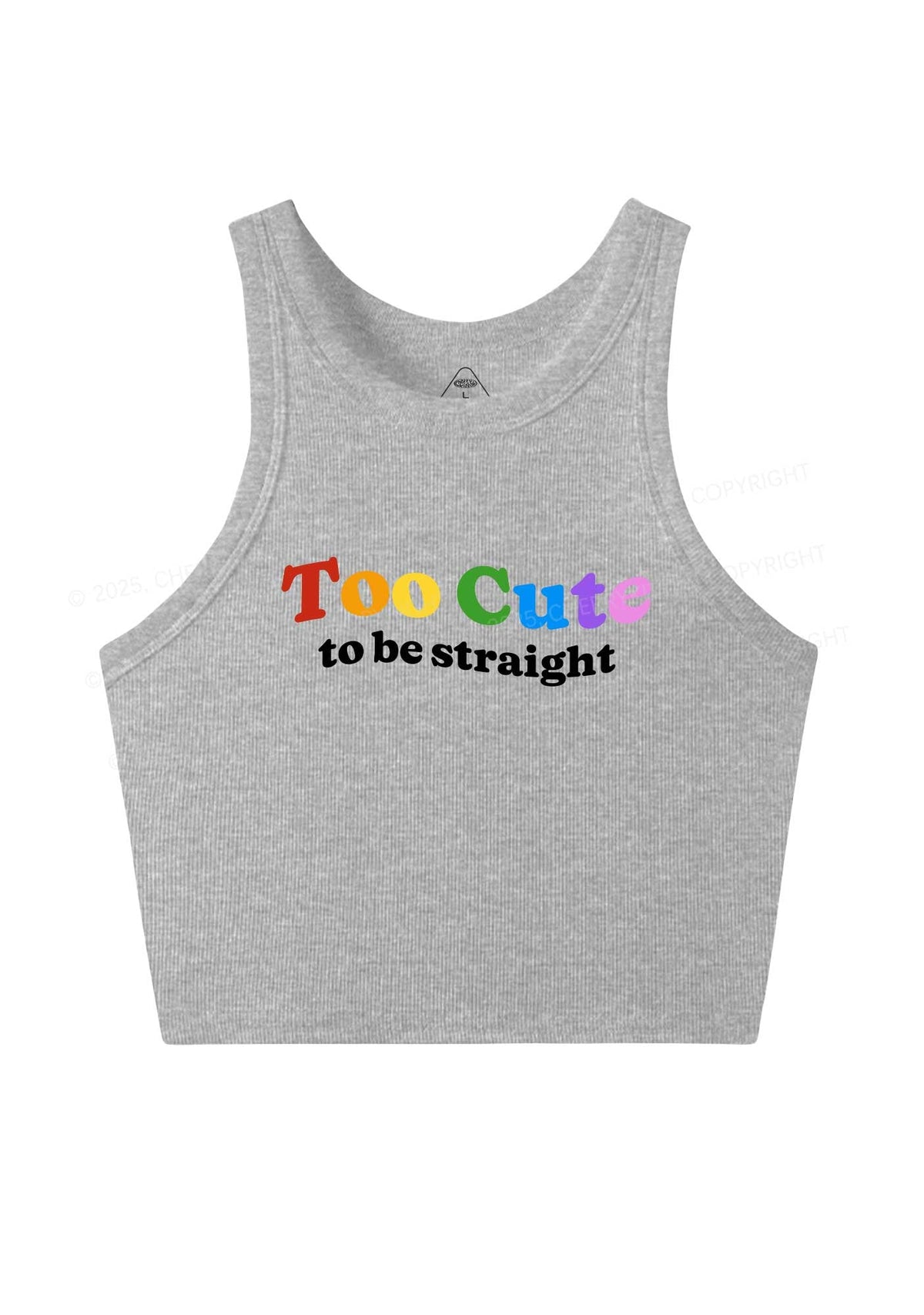 Too Cute To Be Straight Pride Y2K Crop Tank Top Cherrykitten