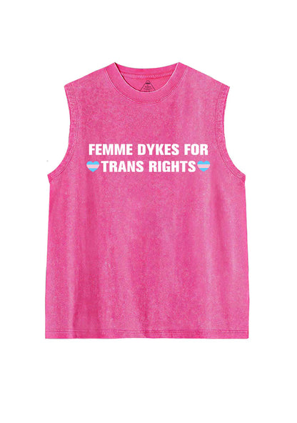 Femme Dykes For Trans Rights Pride Y2K Washed Muscle Tank Cherrykitten