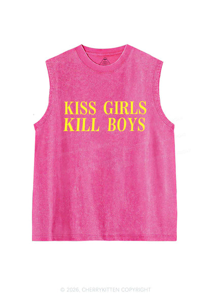Kiss Girls Kill Boys Pride Y2K Washed Muscle Tank Cherrykitten