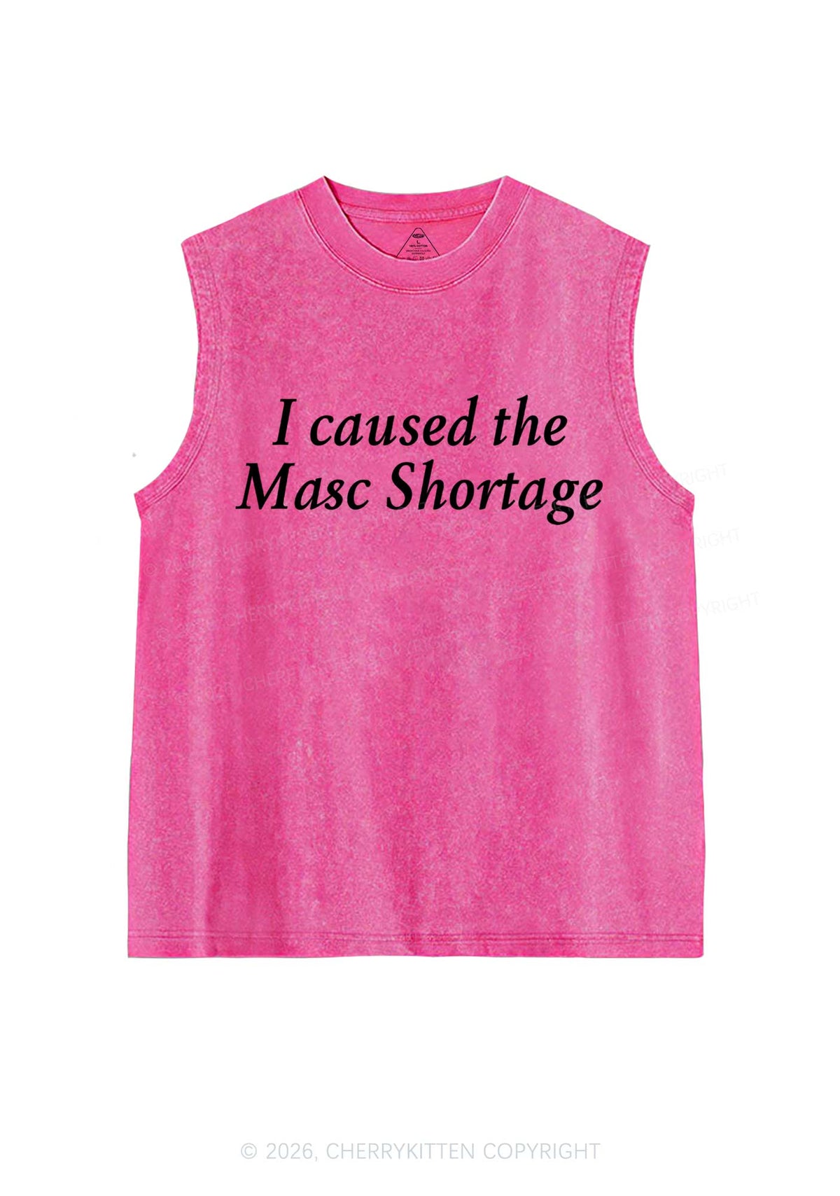 I Caused The Masc Shortage Pride Y2K Washed Muscle Tank Cherrykitten