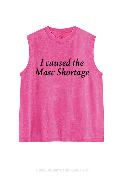 I Caused The Masc Shortage Pride Y2K Washed Muscle Tank Cherrykitten