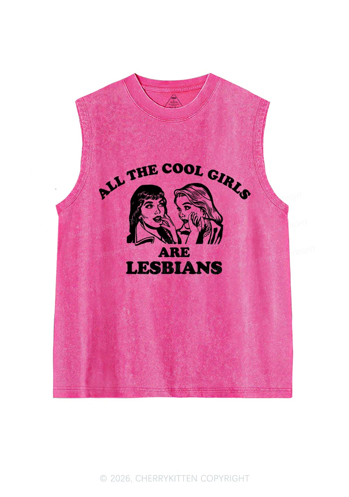 Cool Girls Lesbians Pride Y2K Washed Muscle Tank Cherrykitten
