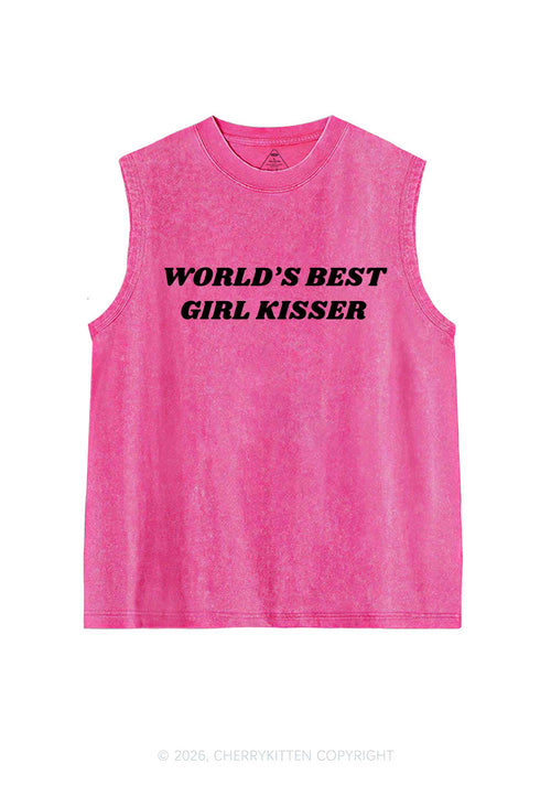 Best Girl Kisser Pride Y2K Washed Muscle Tank Cherrykitten