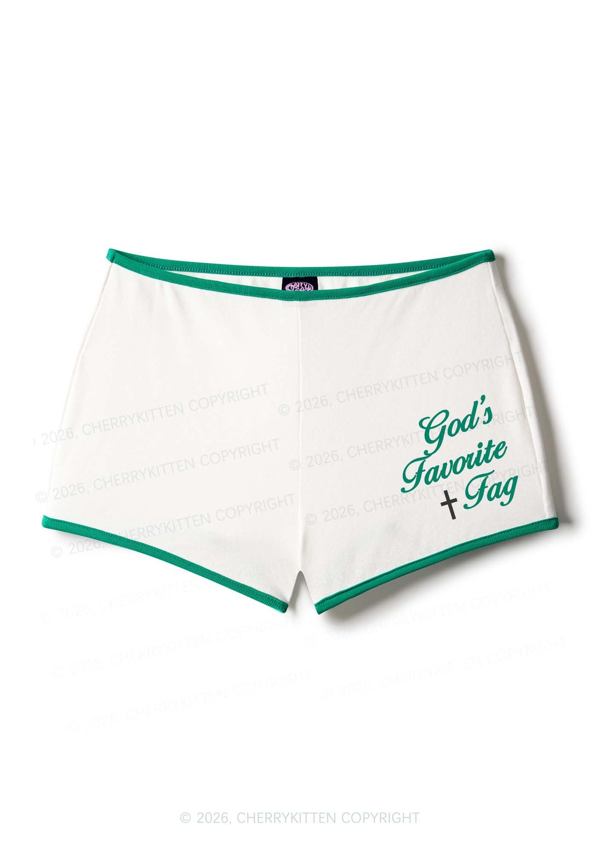 Gods Favorite Fag Pride Y2K Booty Shorts Cherrykitten