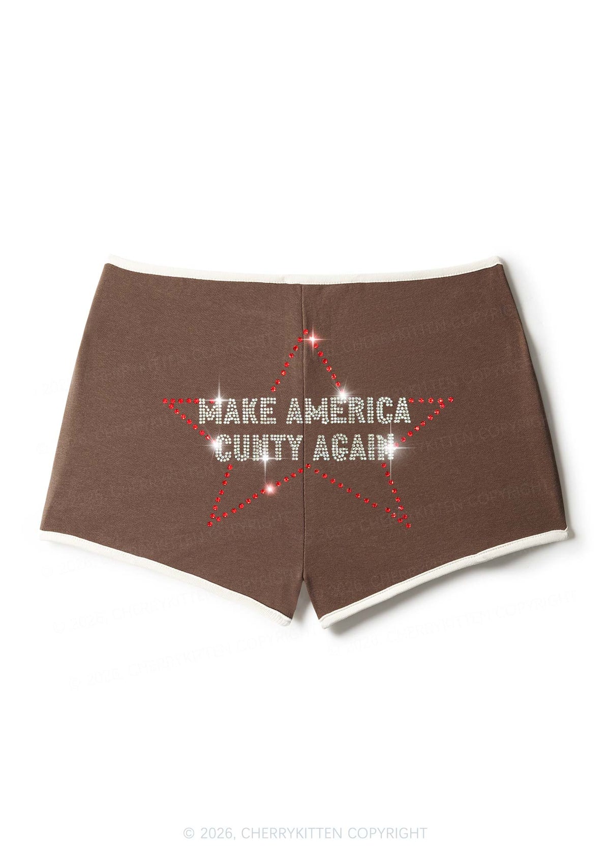 Rhinestone Make America Cxxty Again Y2K Booty Shorts Cherrykitten